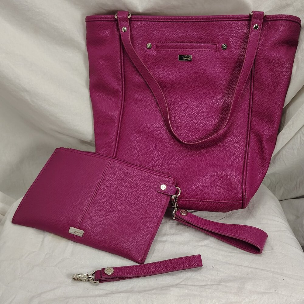 thirty one pink purse with matching clutch
